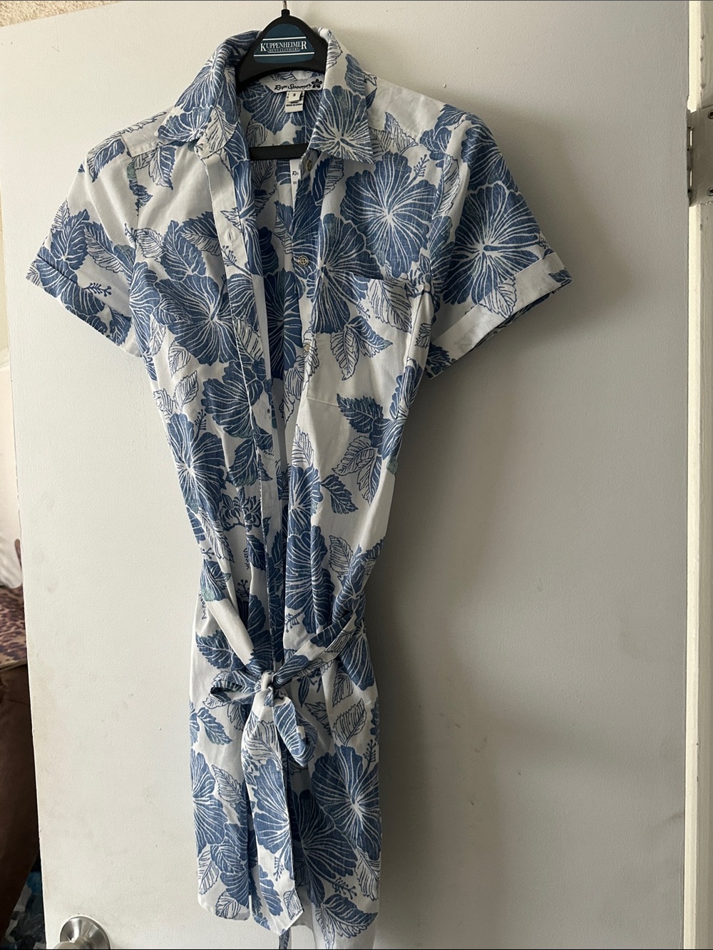 reyn spooner White and Blue Floral Tie-Waist Midi Dress - Picture 5 of 5